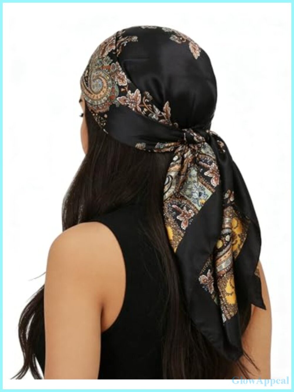Silky Square Head Scarf Boho Bandana 35" Versatile Hair Wrap Fashion Scarf